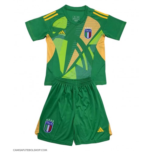 Camisa de time de futebol Itália Goleiro Replicas 2º Equipamento Infantil Europeu 2024 Manga Curta (+ Calças curtas)